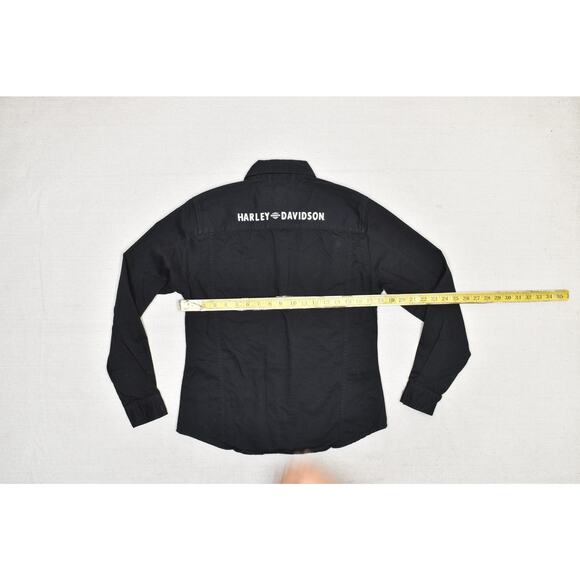 Harley-Davidson Black Denim Jean Jacket Women's Size S Top Biker Black - Picture 5 of 8